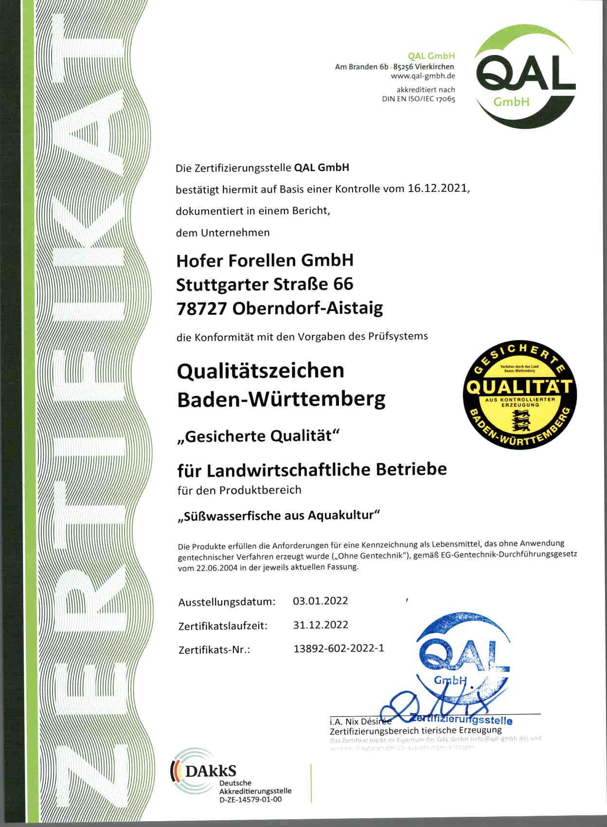 Qualitätszeichen Baden Württemberg 2022